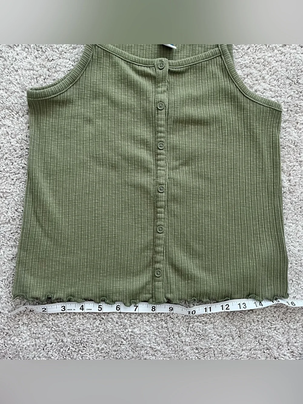 Old Navy Olive Green Ribbed Button-Front Tank Top
